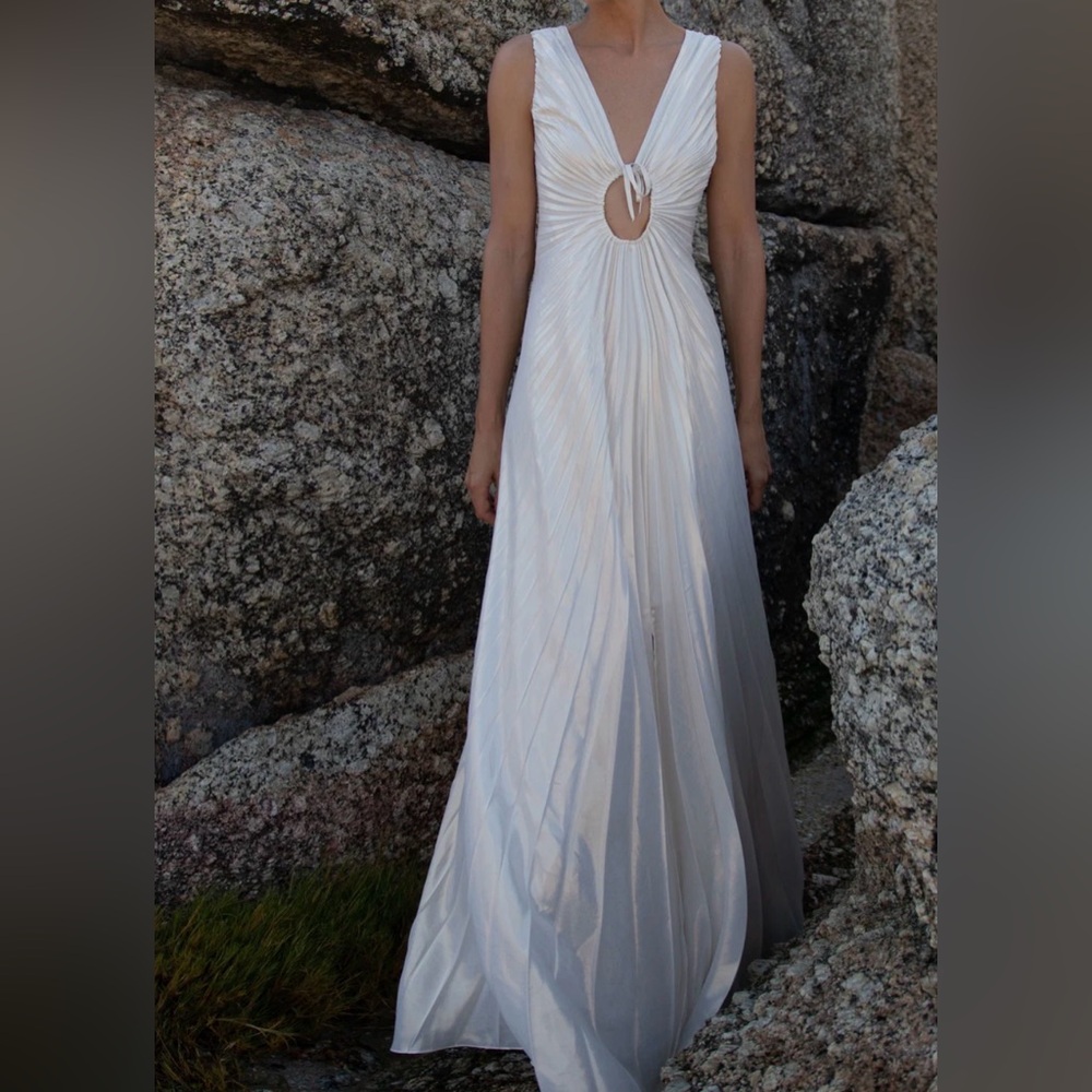 Georgia Hardinge Serenity Pleated Maxi Dress — Bridal Ivory